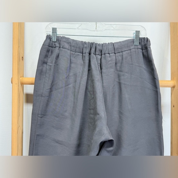 AMS PURE Gray elastic tie waist straight leg pants size 10 - Picture 5 of 12